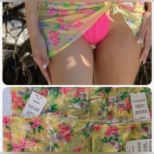 Zuliana 6pcs Yellow Floral Sarong With Pink Flowers